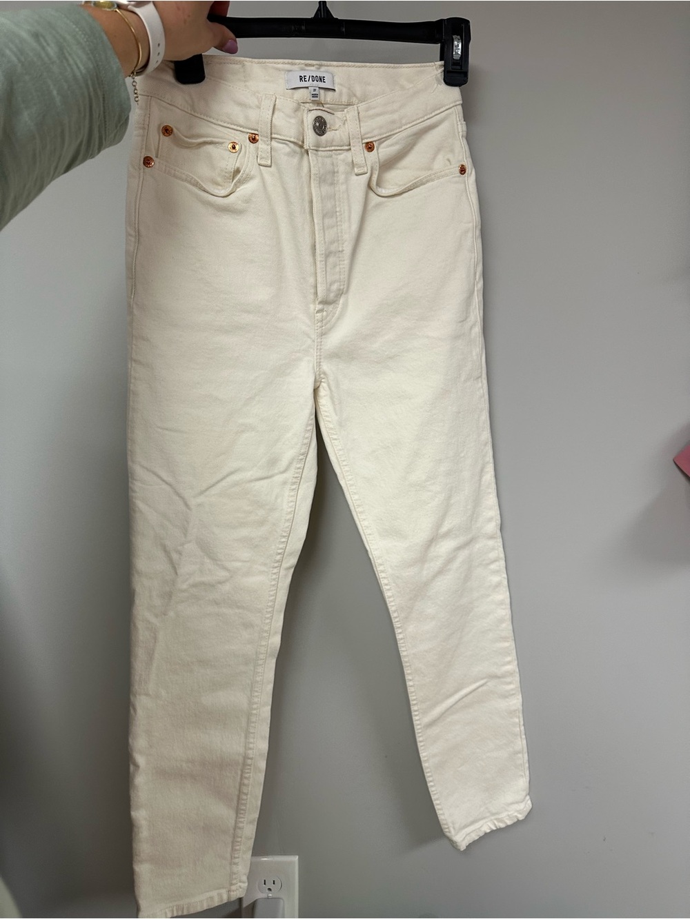 Re/Done High-Rise Cream Straight/Slim Jeans